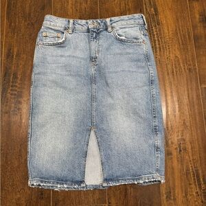 Pilcro and the Letterpress by Anthropologie Midi Jean Skirt Size 0